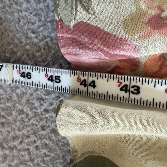 Vintage 70s Slip Dress Lingerie Sheer Floral Tier Cream Ivory Pink - Picture 11 of 13